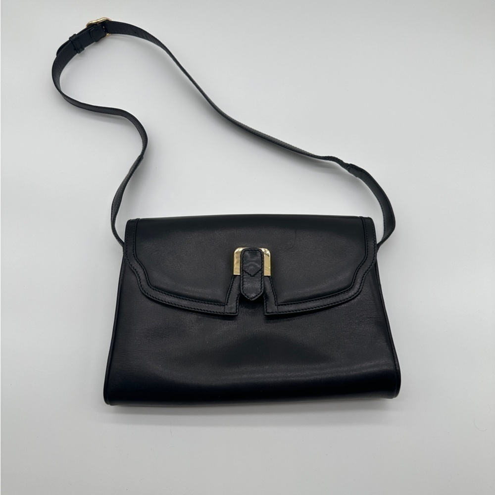 Vintage Black Leather Gucci Shoulder Bag